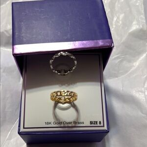 18K Gold over brass duo ring set